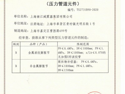 淞江集团设备制造压力管道许可证